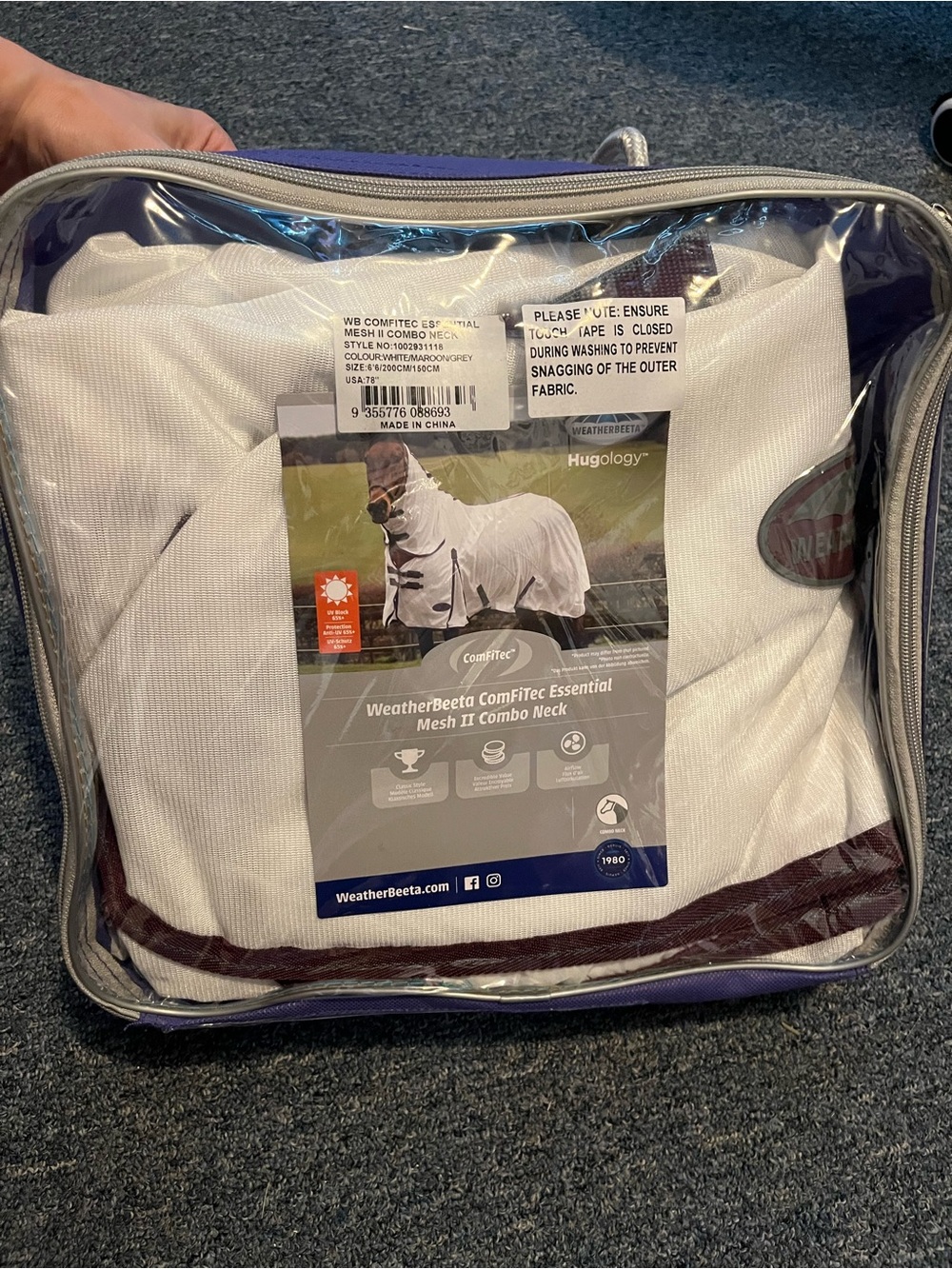 WeatherBeeta White Mesh II Combo Neck Horse Fly Sheet 78” NEW